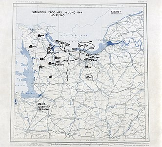 Situation map for 24:00, 6 June 1944 at Normandy landings, by the Twelfth United States Army Group (edited by Durova)