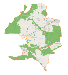 Mapa konturowa gminy Dobroń, po prawej nieco u góry znajduje się punkt z opisem „Chechło”