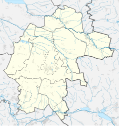 Mapa konturowa powiatu strzeleckiego, na dole po lewej znajduje się punkt z opisem „Krasowa”