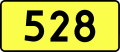 English: Sign of DW 528 with oficial font Drogowskaz and adequate dimensions.