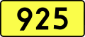 English: Sign of DW 925 with oficial font Drogowskaz and adequate dimensions.