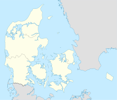 Mapa konturowa Danii, na dole po lewej znajduje się punkt z opisem „Sønderborg”