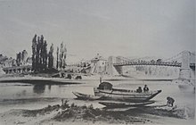 Lithographie représentant le pont de Vichy