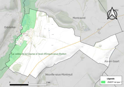 Carte de la ZNIEFF de type 1 sur la commune.