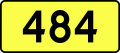 English: Sign of DW 484 with oficial font Drogowskaz and adequate dimensions.