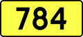 English: Sign of DW 784 with oficial font Drogowskaz and adequate dimensions.