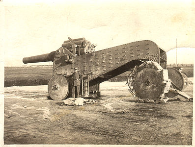 Un morter de 305 mm al davant de l'Isonzo