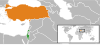 نقشهٔ موقعیت اسرائیل و ترکیه.
