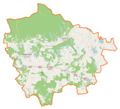 Mapa konturowa powiatu międzychodzkiego, w centrum znajduje się punkt z opisem „Popowo”