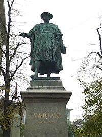 La statue de Vadian à Saint-Gall par Richard Kissling, 1904.