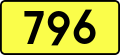 English: Sign of DW 796 with oficial font Drogowskaz and adequate dimensions.