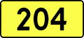 English: Sign of DW 204 with oficial font Drogowskaz and adequate dimensions.