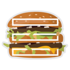 A picture of a hamburger with three buns