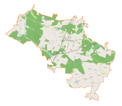 Mapa konturowa gminy Włoszczowa, na dole nieco na prawo znajduje się punkt z opisem „Bebelno-Kolonia”