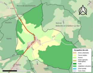 Carte en couleurs présentant l'occupation des sols.