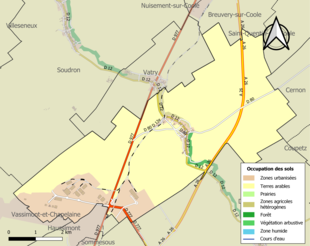 Carte en couleurs présentant l'occupation des sols.