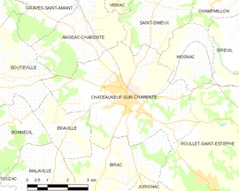 Mapa obce Châteauneuf-sur-Charente