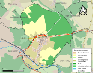 Carte en couleurs présentant l'occupation des sols.