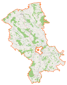 Mapa konturowa powiatu ostrołęckiego, u góry po lewej znajduje się punkt z opisem „Charciabałda”