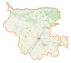 Mapa konturowa powiatu sochaczewskiego, u góry po lewej znajduje się punkt z opisem „Gilówka Górna”