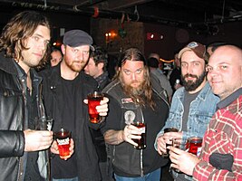 The Company Band, left to right: Dave Bone, Jess Margera, James Rota, Neil Fallon and Brad Davis