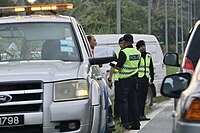 Police officers at a traffic accident