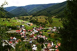 August 2016 view of the village with its biathlon stadium