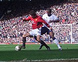 Manchester United player Ruud van Nistelrooy in action in a Premier League match