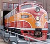 Southern Pacific 6051, an EMD E9 locomotive, enters the transfer table at the former SP shops in Sacramento, California in 2006.