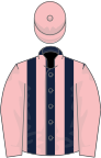 Pink, dark blue stripes on body