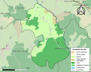 Carte en couleurs présentant l'occupation des sols.