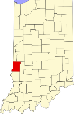 map of Indiana highlighting Vigo County