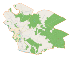 Mapa konturowa gminy Sieniawa, na dole znajduje się punkt z opisem „Czerwona Wola”