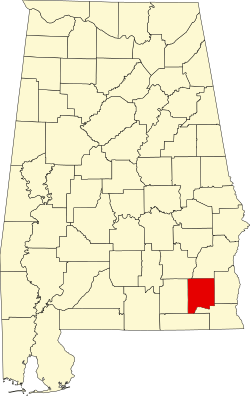 Karte von Dale County innerhalb von Alabama