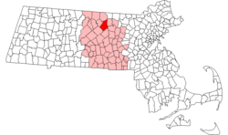 Location in Worcester County in Massachusetts