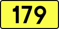 English: Sign of DW 179 with oficial font Drogowskaz and adequate dimensions.