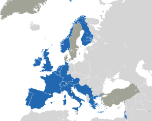 A coloured map of the countries of Europe