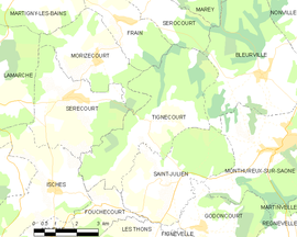 Mapa obce Tignécourt