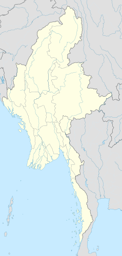 Mapa konturowa Mjanmy, blisko centrum u góry znajduje się punkt z opisem „Pyin U Lwin”