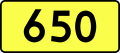 Sign of DW 650 with oficial font Drogowskaz and adequate dimensions.