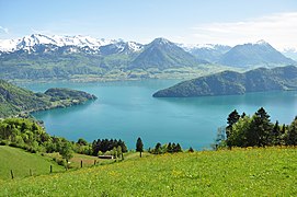 Le lac des Quatre-Cantons vu depuis les premières pentes du Rigi