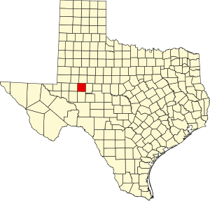 Map of Texas highlighting Glasscock County