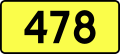 English: Sign of DW 478 with oficial font Drogowskaz and adequate dimensions.