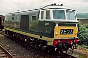 44. KW Die Diesellokomotive No. 7017 (British Rail Class 35) im Bahnhof von Minehead, die Endstation der Museumsbahn West Somerset Railway im August 1979.