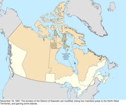 Map of the change to Canada on December 18, 1897