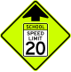 U.S. school speed zone ahead.