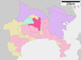 Situering van Atsugi in de prefectuur Kanagawa