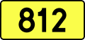 English: Sign of DW 812 with oficial font Drogowskaz and adequate dimensions.