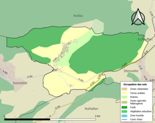 Carte en couleurs présentant l'occupation des sols.