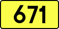 Sign of DW 671 with oficial font Drogowskaz and adequate dimensions.